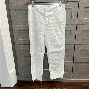 Frank & Eileen Cropped White Linen Pants size 6